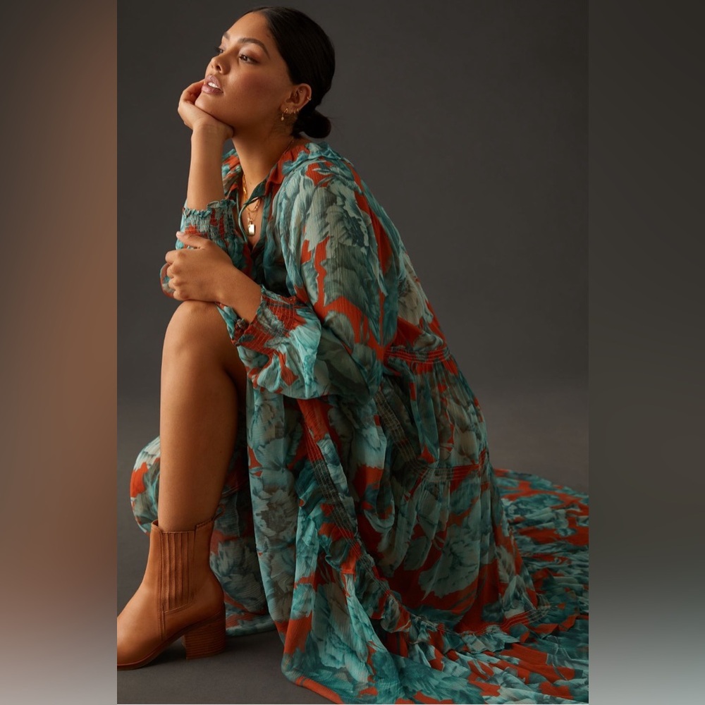 Anthropologie The Marias Printed Chiffon Maxi Dress